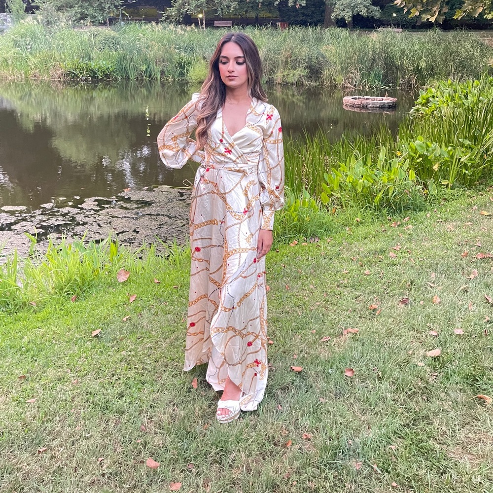 Satin wrap around dress